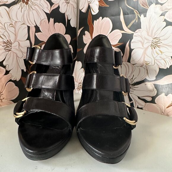 Cole Hann Black 4in Heels with 3 Adjustable straps w/ Open top-Size 8 - Picture 1 of 8